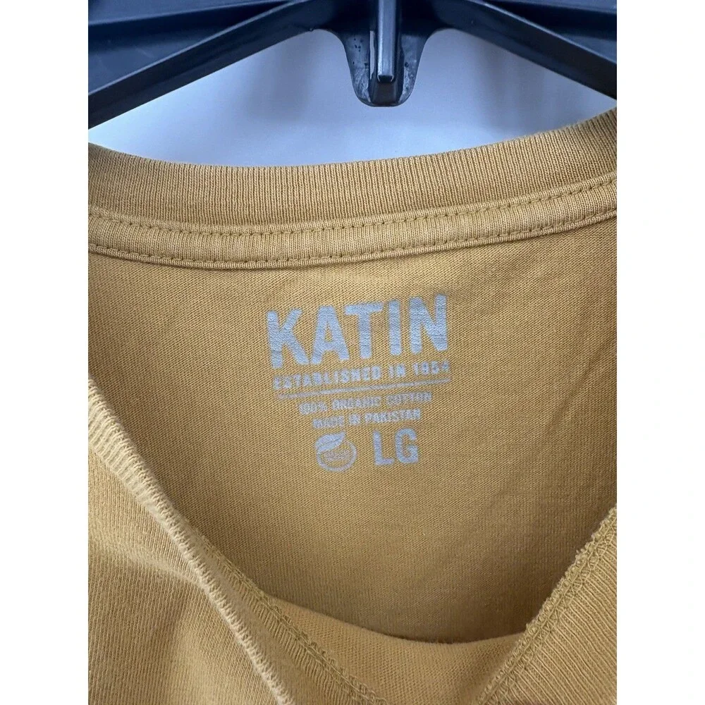 Katin Men’s Yellow Pocket Short Sleeve T-Shirt 100% Organic Cotton Size Large